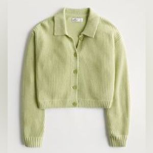 Hollister Cropped Cardigan In Light Green